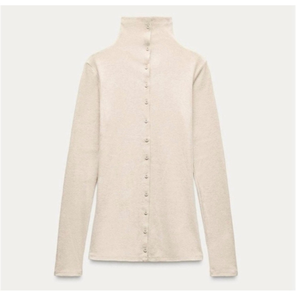 NWT Thakoon Merino Wool Button up Turtleneck Cardigan Ivory Size XS Minimalist